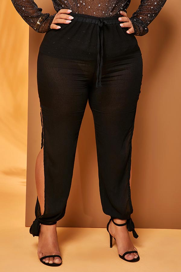 

Lovely Chic Hollow-out Black Pants