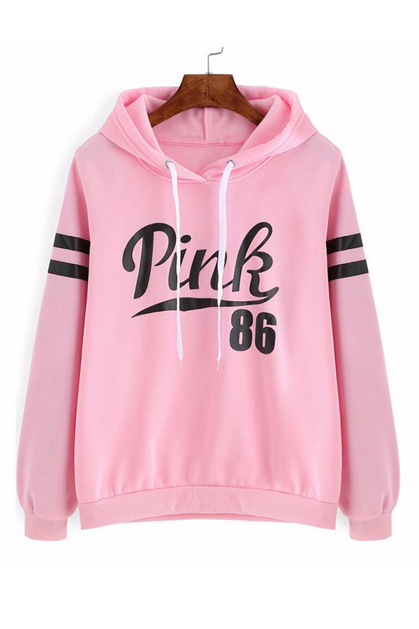 

Lovely Casual Letter Pink Hoodie