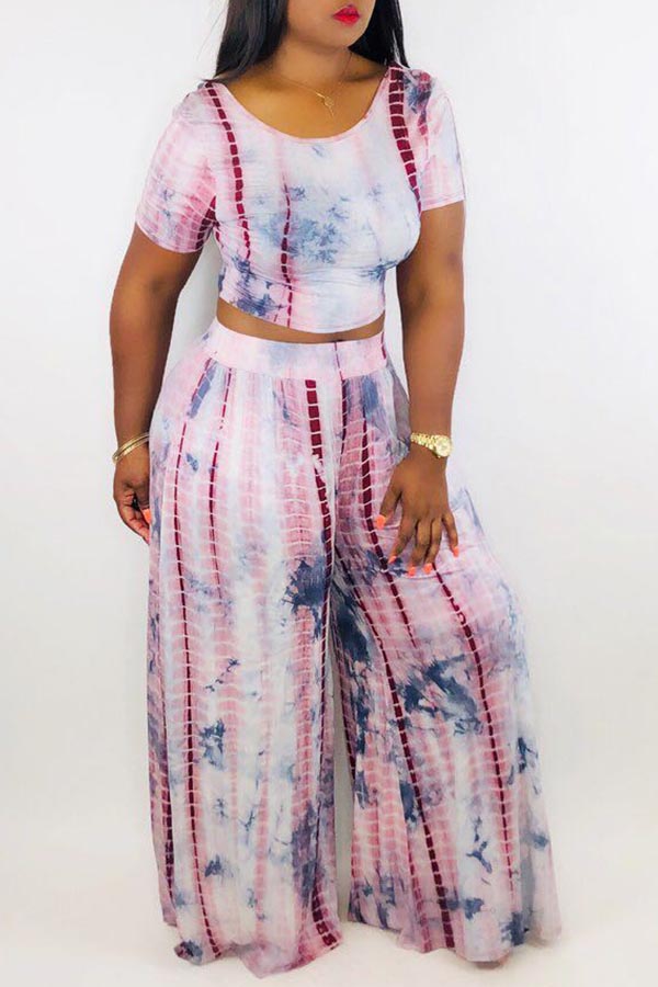 

Lovely Bohemian Print Loose Multicolor Two-piece Pants Set, Multi