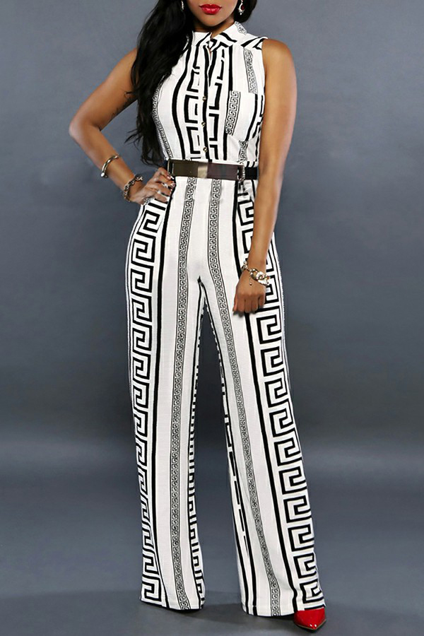 

Lovely Chic Print White One-piece Jumpsuit