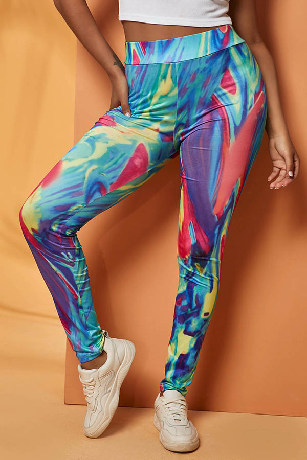 

Lovely Casual Print Multicolor Leggings, Multi