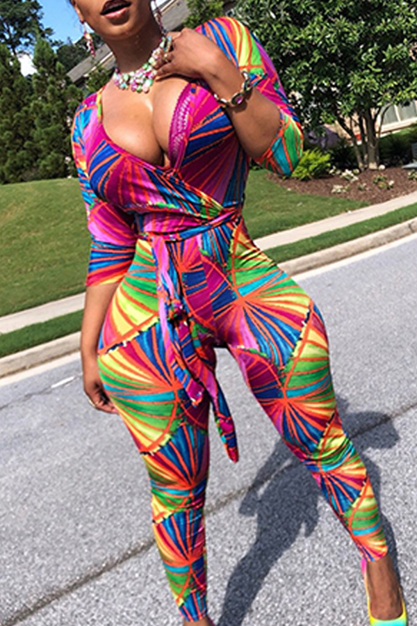 

Lovely Chic Print Skinny Multicolor One-piece Jumpsuit, Multi