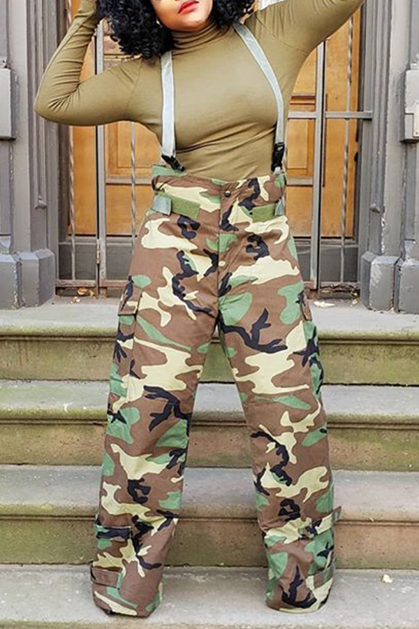 

Lovely Casual Camo Green Plus Size Pants