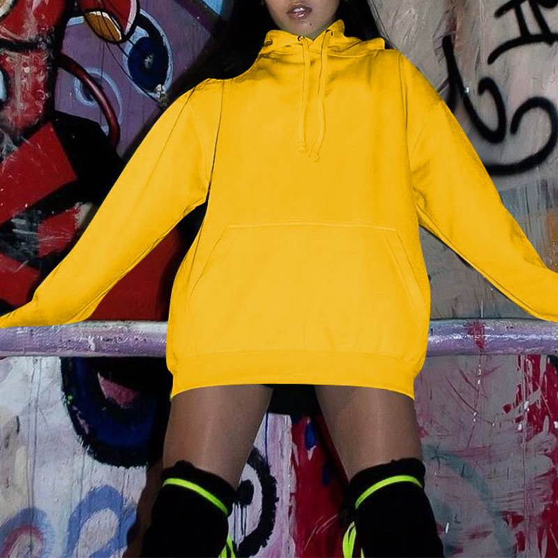 

Lovely Casual Hooded Collar Yellow Mini Dress
