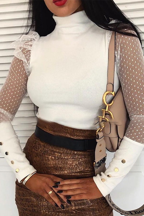 

Lovely Chic Patchwork White Blouse