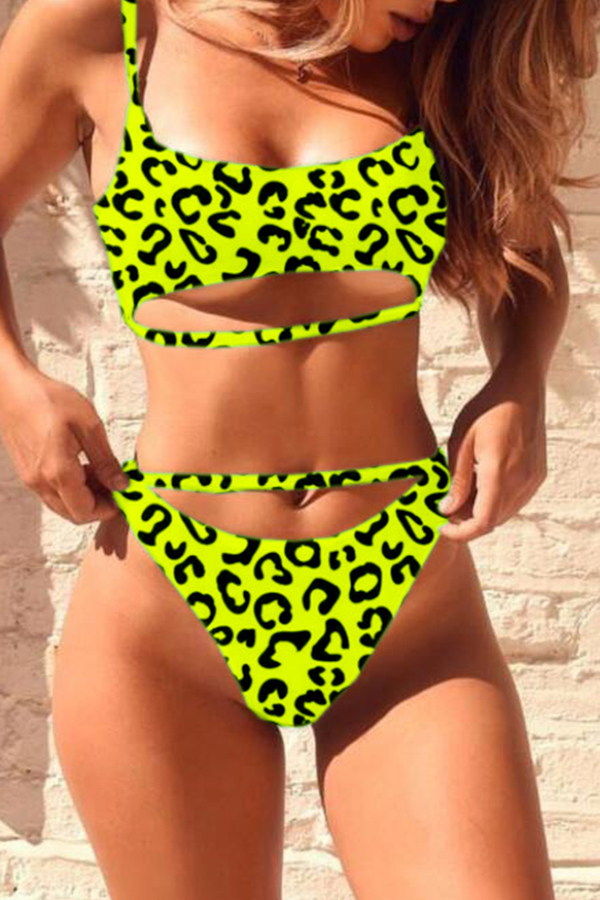 Lovely Print Green Two-piece Swimsuit
