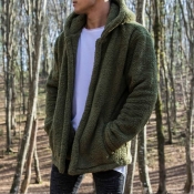 Lovely Trendy Basic Green Teddy Jacket
