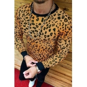 Lovely Leisure O Neck Leopard Yellow T-shirt