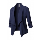 Lovely Work Turn-back Collar Blue Blazerd