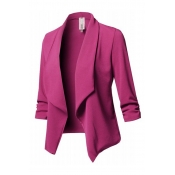 Lovely Work Turn-back Collar Rose Red Blazer