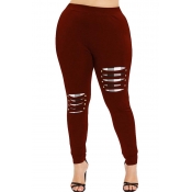 Lovely Casual Patchwork Red Plus Size Pant