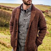 Lovely Bohemian Buttons Design Brown Cardigan