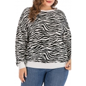 Lovely Casual Striped Black Plus Size Hoodie
