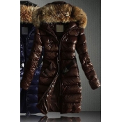 Lovely Casual Hooded Collar Brown Coat