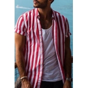 Lovely Casual Striped Red Shirt