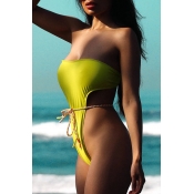 Lovely High-Leg Green One-piece Swimsuit