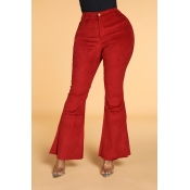 Lovely Trendy Flared Wine Red Pants