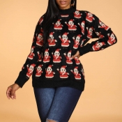 Lovely Christmas Day Santa Claus Black Sweater