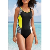 Lovely Patchwork Black One-piece Swimsuit