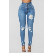 Lovely Chic Broken Holes Baby Blue Jeans
