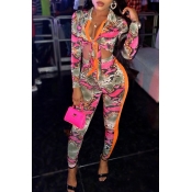 Lovely Leisure Print Patchwork Multicolor Two-piec