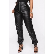 Lovely Trendy Zipper Design Black Pants