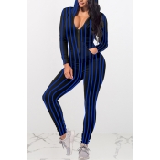 Lovely Casual Striped Blue One-piece Jumpsuit
