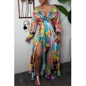 Lovely Bohemian Print Multicolor Maxi Dress