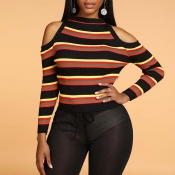 Lovely Sweet Striped Black Blouse