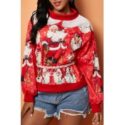 Lovely Casual Print Red Hoodie