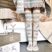 Lovely Chic Deer Grey Socks