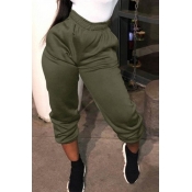 Lovely Casual High Elastic Waist Army Green Pants