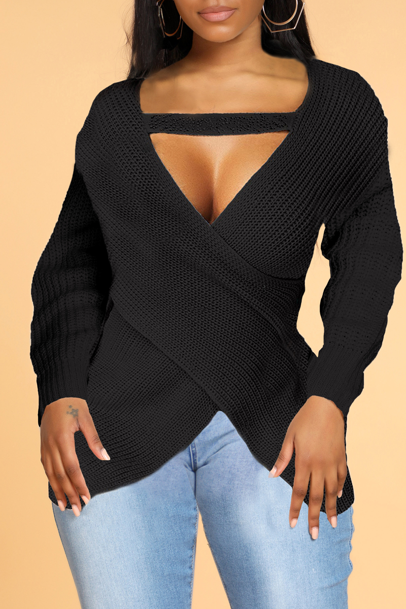 Lovely Sweet Cross-over Design Red Sweater