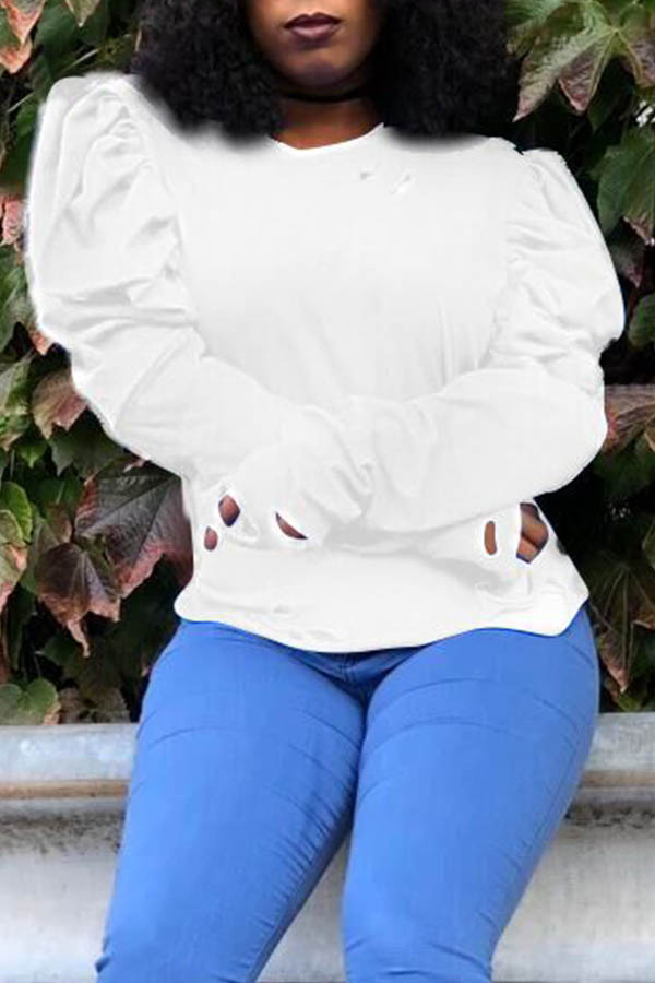 

Lovely Casual Ruffle Design White Blouse