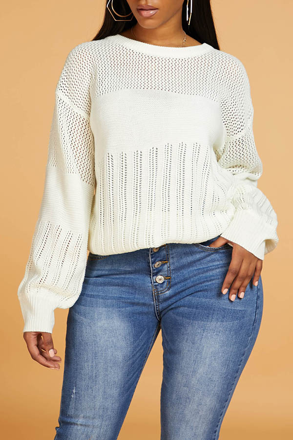 

Lovely Chic Patchwork White Sweater