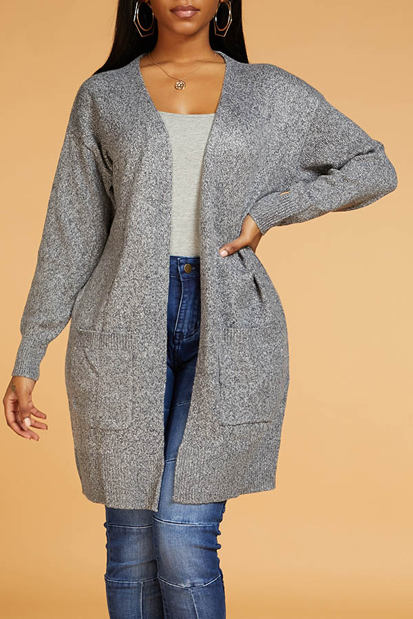 

Lovely Chic Basic Grey Cardigan