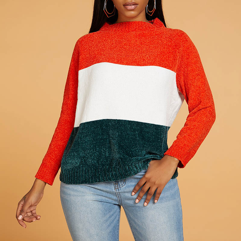 Lovely Chic Color-lump Patchwork Multicolor Sweater