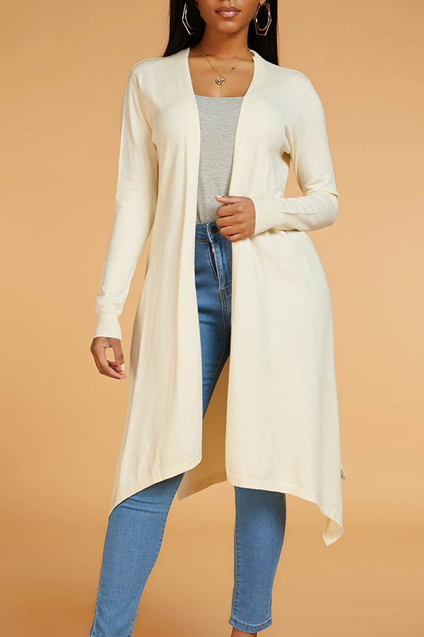 

Lovely Casual Basic Cream-colored Cardigan