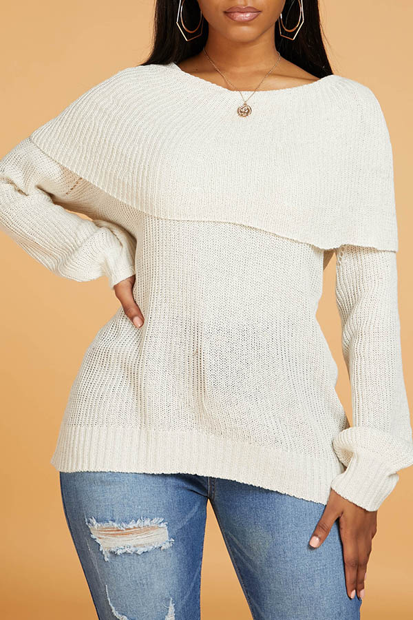 

Lovely Leisure O Neck Patchwork Creamy White Sweater, Ke-bai mi