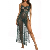 Lovely Sexy Lace See-through Blackish Green Gowns