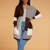Lovely Chic Patchwork Coffee Cardigan