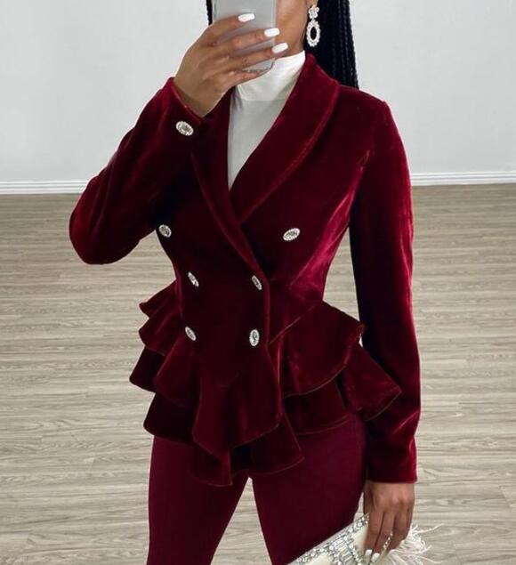

Lovely Sweet Buttons Design Wine Red Blazer