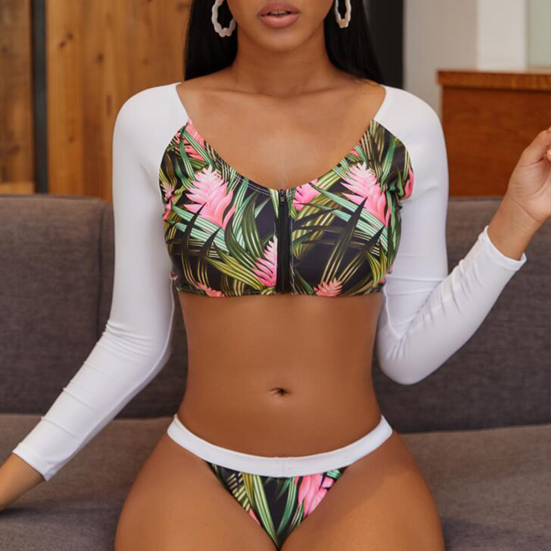 

Lovely Patchwork Green Two-piece Swimwear