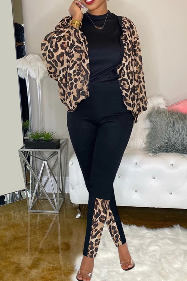

Lovely Casual Leopard Print Brown Two-piece Pants Set