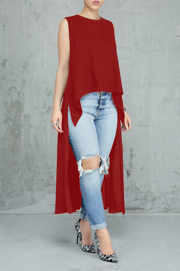 Lovely Polyester Casual Solid Tank Basic Regular Sleeveless O Neck  Blouses&Shirts