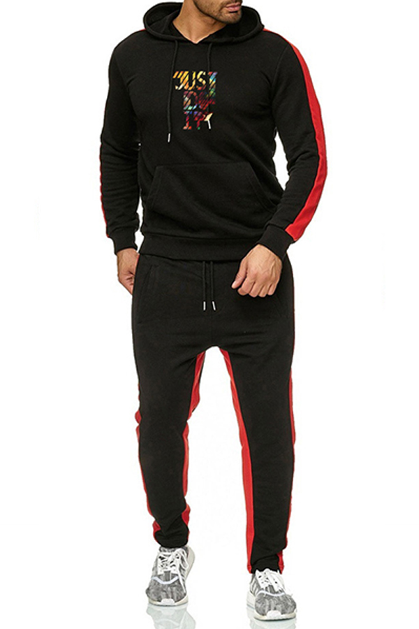 

Lovely Casual Letter Black Two-piece Pants Set