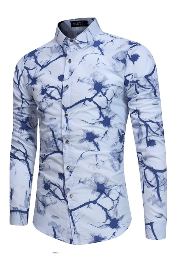 

Lovely Casual Print Blue Shirt