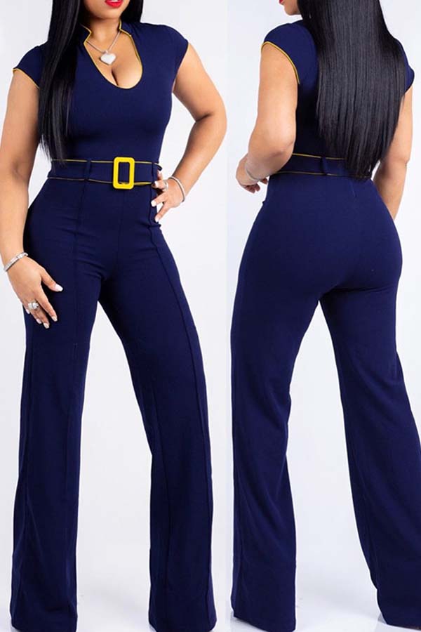 

Lovely Leisure Loose Dark Blue One-piece Jumpsuit