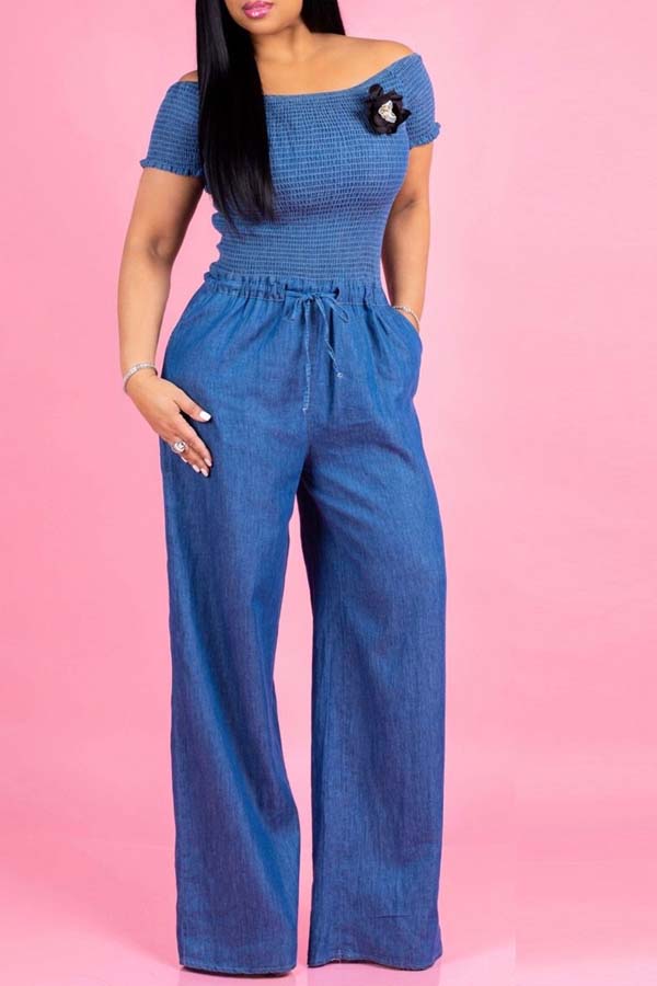 

Lovely Leisure Loose Blue One-piece Jumpsuit