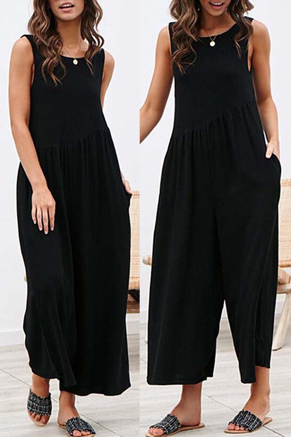 Lovely Casual Drape Design Loose Black One-piece Jumpsuit от Lovelywholesale WW